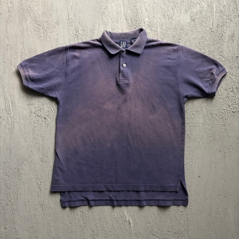 Vintage GAP Polo Shirt Small Purple 1990s Pique Cotton Short Sleeve Faded